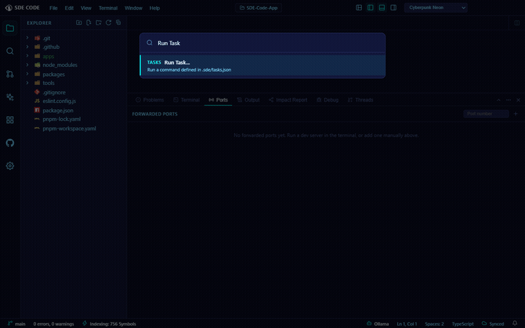 The Command Palette running an auto-detected npm task
